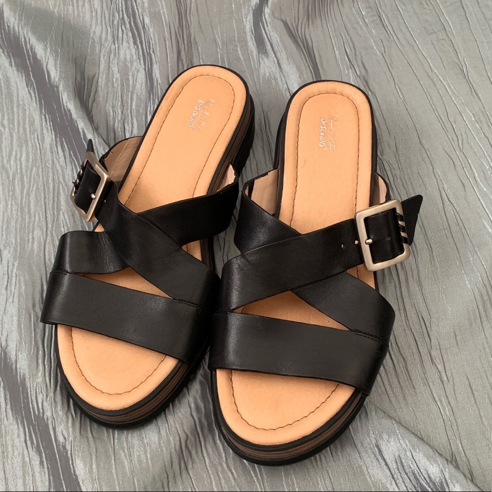 Dr.Scholl’s Hellena Platform Black Leather Sandals